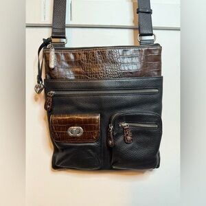 Brighton Two Tone Florabella Leather Crossbody Messenger Bag